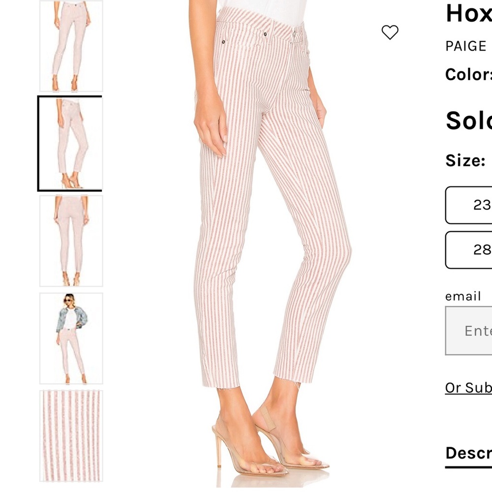 PAIGE Houston Ankle Blossom Pink Stripe Jeans - Picture 13 of 13